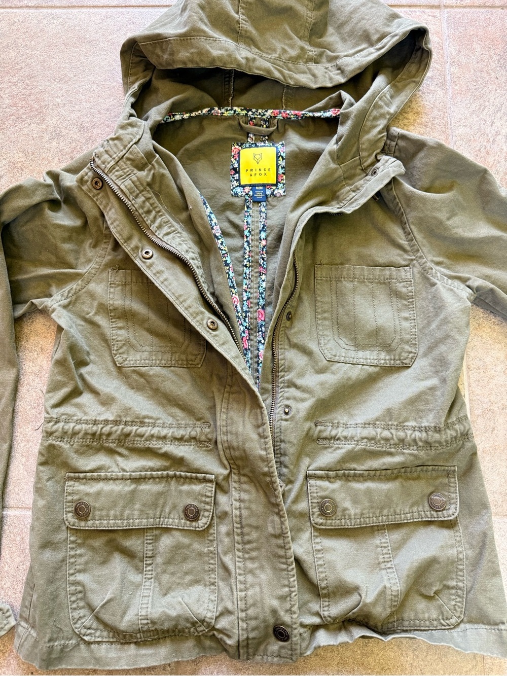 Prince & Fox Olive Green Utility Jacket Size Medium 100% Cotton - Picture 3 of 7